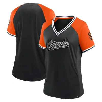 Fanatics Women's Black San Francisco Giants Glitz Glam League Diva Raglan V-neck T-shirt