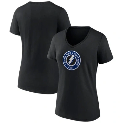 Fanatics Branded  Black Tampa Bay Lightning Alternate Logo V-neck T-shirt