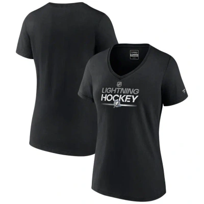 Fanatics Branded  Black Tampa Bay Lightning Alternate Wordmark V-neck T-shirt