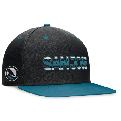Fanatics Men's Black/teal San Jose Sharks Alternate Logo Adjustable Snapback Hat In Black,teal