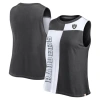 Fanatics Women's  Black, White Distressed Las Vegas Raiders Script Color Block Tank Top In Black