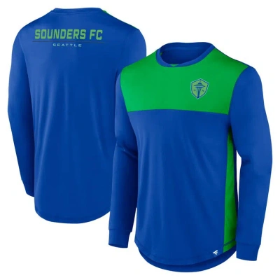 Fanatics Branded Blue Seattle Sounders Fc Mid Goal Long Sleeve T-shirt In Green