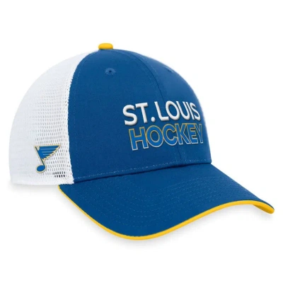 Fanatics Branded Blue/white St. Louis Blues Authentic Pro Alternate Jersey Adjustable Trucker Hat In Blue,white