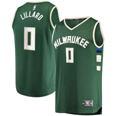 Fanatics Branded Damian Lillard Hunter Green Milwaukee Bucks Fast Break Replica Jersey