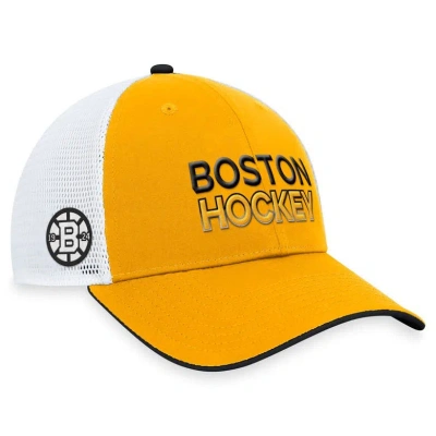 Fanatics Branded  Gold Boston Bruins Alternate Authentic Pro Trucker Adjustable Hat In Harvst Gld