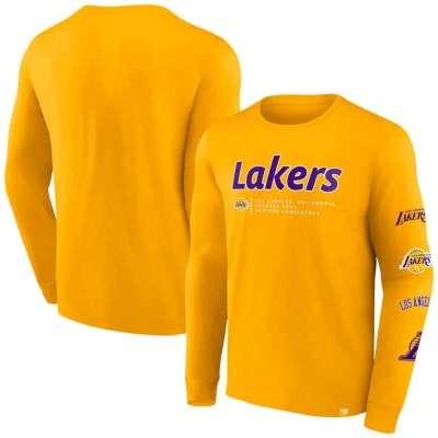 Fanatics Branded Gold Los Angeles Lakers Baseline Long Sleeve T-shirt