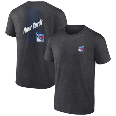 Fanatics Branded Heather Charcoal New York Rangers Backbone T-shirt In Gray
