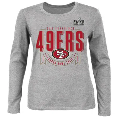 Fanatics Branded  Heather Gray San Francisco 49ers Super Bowl Lviii Plus Size Quick Pass Long Sleeve