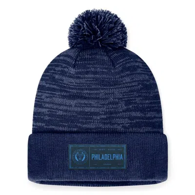 Fanatics Branded Heather Navy Philadelphia Union Low Key Cuffed Knit Hat With Pom In Blue