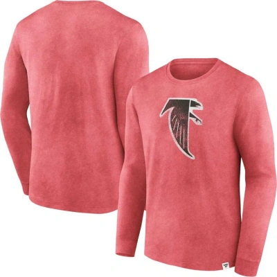 Fanatics Branded  Heather Red Atlanta Falcons Washed Primary Long Sleeve T-shirt
