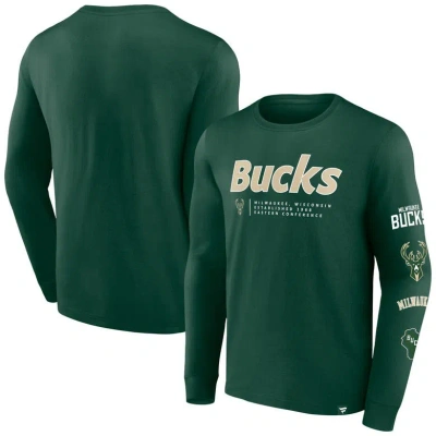 Fanatics Branded Hunter Green Milwaukee Bucks Baseline Long Sleeve T-shirt