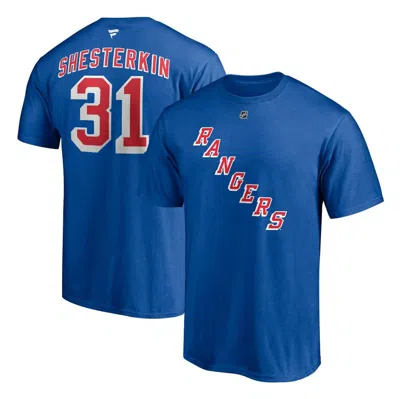 Fanatics Branded Igor Shesterkin Blue New York Rangers Authentic Stack Name & Number T-shirt
