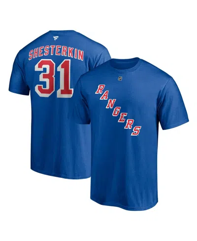 Fanatics Branded Men's Igor Shesterkin Blue New York Rangers Authentic Stack Name Number T-shirt In Deep Royal