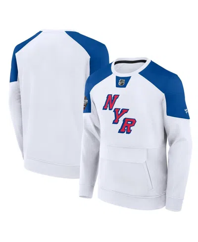 Fanatics Branded Men's White New York Rangers 2024 Nhl Stadium Series Authentic Pro Fleece Logo Pullover Swea