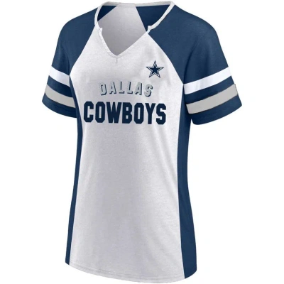 Fanatics Women's  Midnight White, Navy Dallas Cowboys Plus Size Color Block T-shirt In White,navy