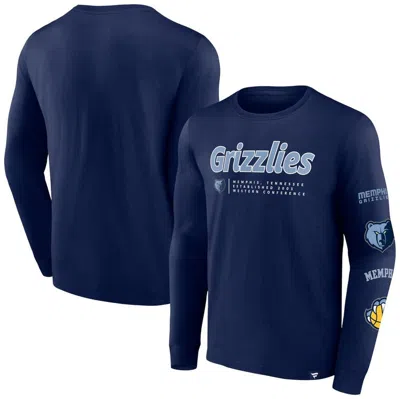 Fanatics Branded Navy Memphis Grizzlies Baseline Long Sleeve T-shirt