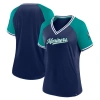 Fanatics Women's Navy Seattle Mariners Glitz Glam League Diva Raglan V-neck T-shirt In Navy
