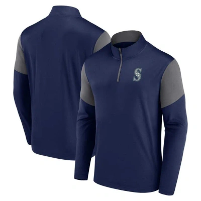 Fanatics Branded Navy Seattle Mariners Logo Quarter-zip Top