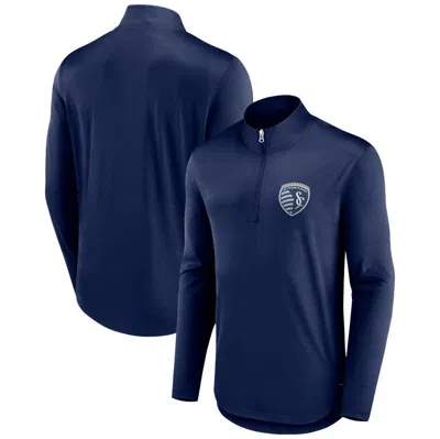Fanatics Branded Navy Sporting Kansas City Iconic Quarter-zip Jacket In Blue