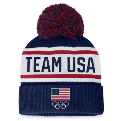 Fanatics Branded Navy Team Usa Cuffed Knit Hat With Pom In Blue