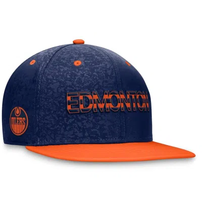Fanatics Branded Navy/orange Edmonton Oilers Authentic Pro Alternate Jersey Snapback Hat In Blue