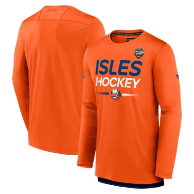 Fanatics Branded Orange New York Islanders 2024 Nhl Stadium Series Authentic Pro Long Sleeve Tech T-