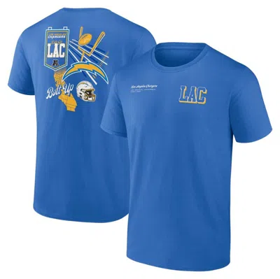 Fanatics Branded Powder Blue Los Angeles Chargers Split Zone T-shirt