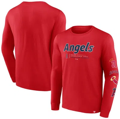 Fanatics Branded Red Los Angeles Angels Strike The Goal Long Sleeve T-shirt