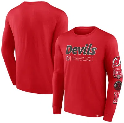Fanatics Branded Red New Jersey Devils Strike The Goal Long Sleeve T-shirt