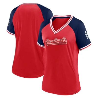 Fanatics Women's Red St. Louis Cardinals Glitz Glam League Diva Raglan V-neck T-shirt