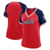 FANATICS FANATICS BRANDED RED WASHINGTON NATIONALS GLITZ & GLAM LEAGUE DIVA RAGLAN V-NECK T-SHIRT