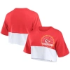 Fanatics Women's  Red, White Kansas City Chiefs Boxy Color Split Cropped T-shirt In Red