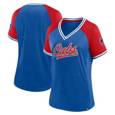 Fanatics Branded Royal Chicago Cubs Glitz & Glam League Diva Raglan V-neck T-shirt