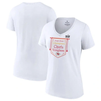 Fanatics Branded  White Kansas City Chiefs Super Bowl Lviii Champions On Top V-neck T-shirt