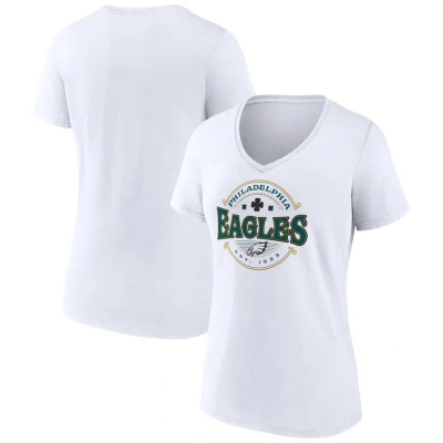 Fanatics Branded White Philadelphia Eagles St. Patrick's Day Lucky V-neck T-shirt