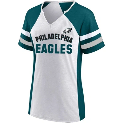 Fanatics Branded Women's White/midnight Green Philadelphia Eagles Plus Size Color Block T-shirt In White Gree