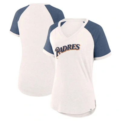 Fanatics Branded White/navy San Diego Padres For The Team Slub Raglan V-neck Jersey T-shirt