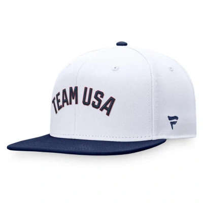 Fanatics Branded Men's White/navy Team Usa Snapback Hat In W,an