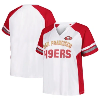 Fanatics Branded Women's White/scarlet San Francisco 49ers Plus Size Color Block T-shirt In White Scar