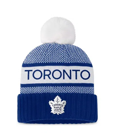 Fanatics Branded Women's Blue/white Toronto Maple Leafs Authentic Pro Rink Cuffed Knit Hat With Pom