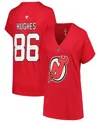 FANATICS BRANDED WOMEN'S JACK HUGHES RED NEW JERSEY DEVILS PLUS SIZE NAME NUMBER T-SHIRT