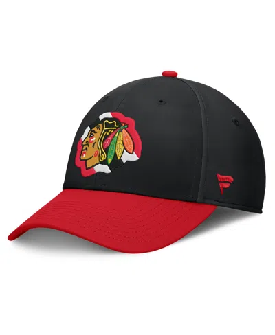 Fanatics Chicago Blackhawks Stretch Fit Baseball Cap In Black,red