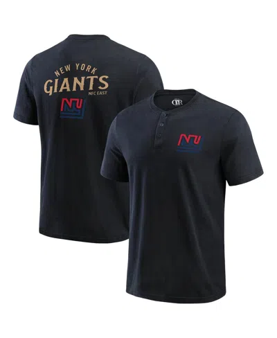 Fanatics Darius Rucker Collection By  Men's Black New York Giants Washed Henley T-shirt In Blue