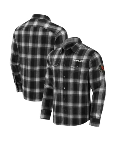 Fanatics Darius Rucker Collection By  Men's Black Usc Trojans Team Flannel Plaid Full-snap Shirt
