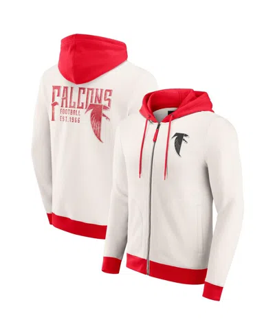 Fanatics Darius Rucker Collection By  Men's Cream Atlanta Falcons Distressed Graphics Full-zip Hoodie In White