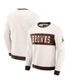 Fanatics Darius Rucker Collection By  Men's Cream Cleveland Browns Color Block Crewneck Sweatshirt In Brown