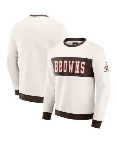 Fanatics Darius Rucker Collection By  Men's Cream Cleveland Browns Color Block Crewneck Sweatshirt