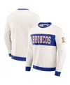 Fanatics Darius Rucker Collection By  Men's Cream Denver Broncos Color Block Crewneck Sweatshirt In White