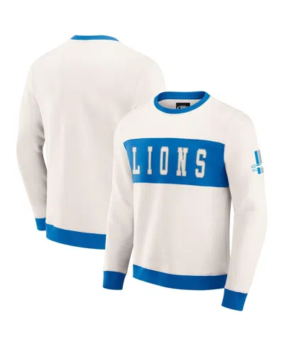 Fanatics Darius Rucker Collection By  Men's Cream Detroit Lions Color Block Crewneck Sweatshirt In White