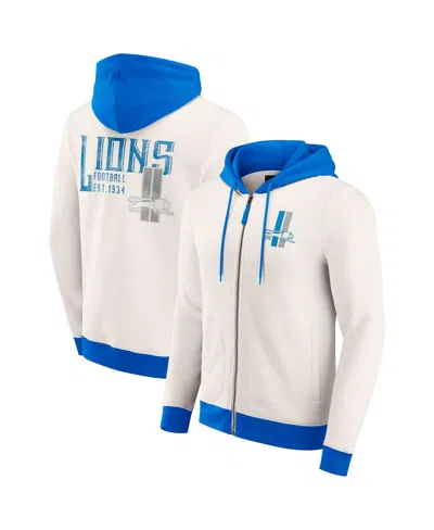 Fanatics Darius Rucker Collection By  Men's Cream Detroit Lions Distressed Graphics Full-zip Hoodie In White